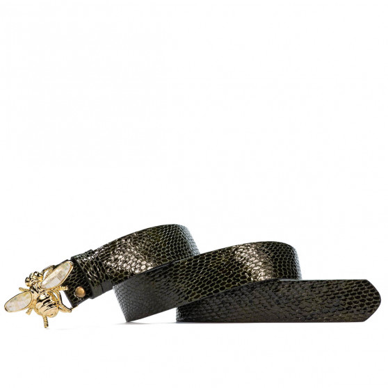 Pasek damski 01ld croco lakier zielony