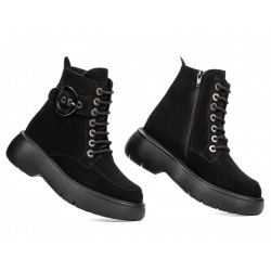 Damskie botki 3372 czarny welur