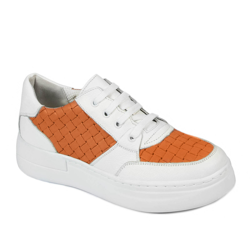 Damskie buty sportowe 6059 biało-pomarańczowe