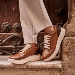 Casual/sportowe buty 6048 brązowe kombinowane lifestyle
