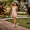 Damskie buty casual 6047 beżowe łączone lifestyle