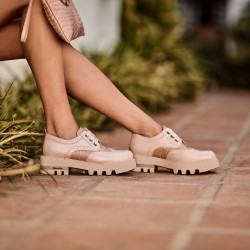 Damskie buty casual 6047 beżowe łączone lifestyle