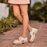 Damskie buty casual 6047 beżowe łączone lifestyle