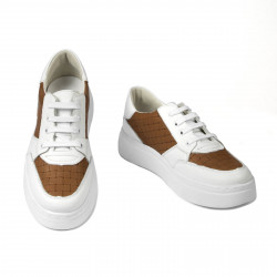 Damskie buty sportowe 6059 biały+camel