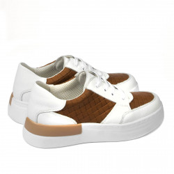 Damskie buty sportowe 6059 biały+camel