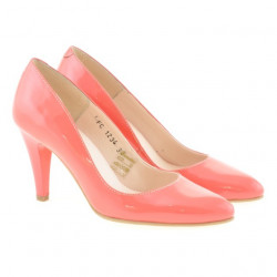 Eleganckie buty damskie 1234 lakierowane czerwony koralowy