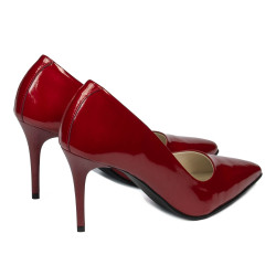 Eleganckie buty damskie 1293 lakierowane czerwono-perłowe