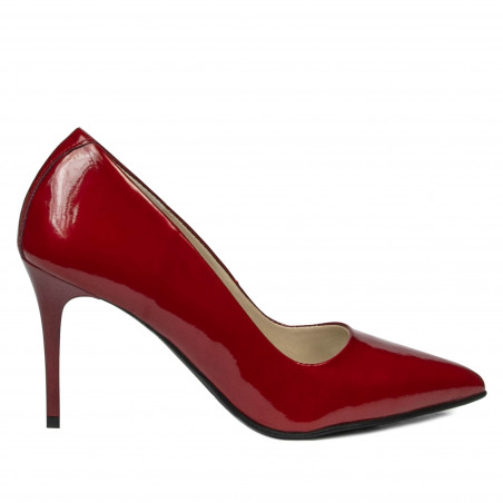Eleganckie buty damskie 1293 lakierowane czerwono-perłowe
