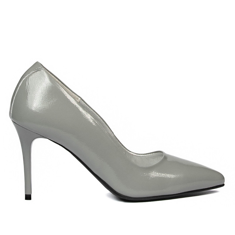 Eleganckie buty damskie 1293 lakier szary