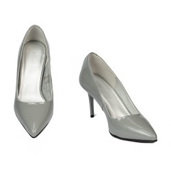 Eleganckie buty damskie 1293 lakier szary