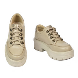 Damskie buty casual 6064 beżowe kombinowane