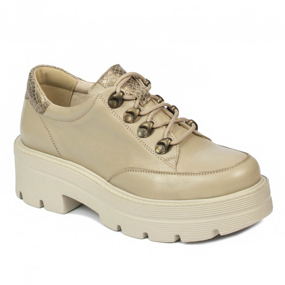 Damskie buty casual 6064 beżowe kombinowane