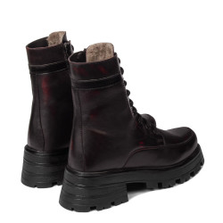 Damskie botki 3386 bordo kombinowane