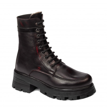 Damskie botki 3386 bordo kombinowane