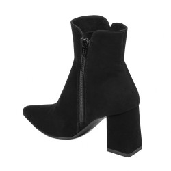 Damskie botki 1193 czarny zamsz