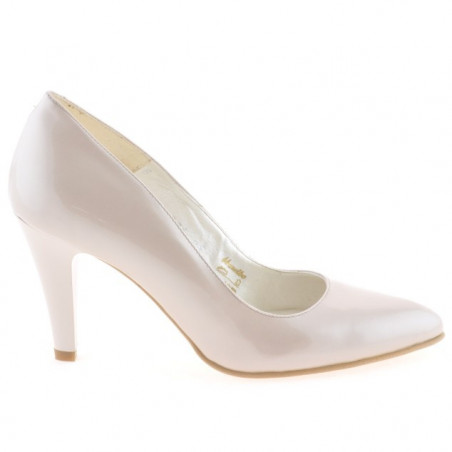 Damskie eleganckie buty 1234 lakierowany beż perłowy