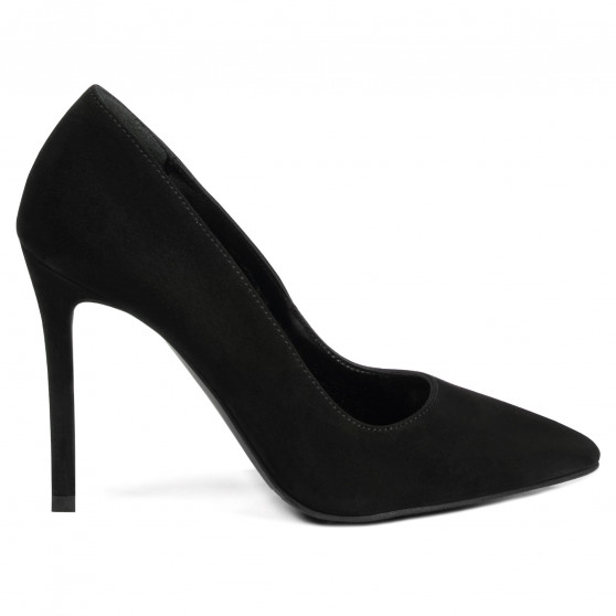 Eleganckie buty damskie 1299 czarne antilopa