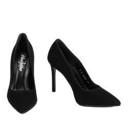 Eleganckie buty damskie 1299 czarne antilopa