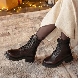 Damskie botki 3386 bordo kombinowane lifestyle
