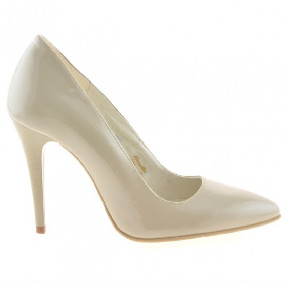 Eleganckie buty damskie 1241 lakierowane beżowe