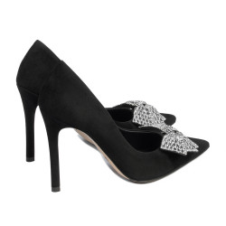 Eleganckie buty damskie 1334 czarny zamsz