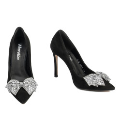 Eleganckie buty damskie 1334 czarny zamsz