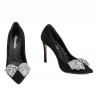 Eleganckie buty damskie 1334 czarny zamsz