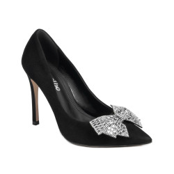 Eleganckie buty damskie 1334 czarny zamsz