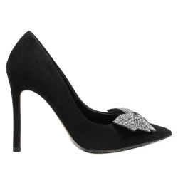 Eleganckie buty damskie 1334 czarny zamsz