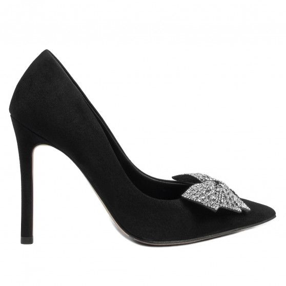 Eleganckie buty damskie 1334 czarny zamsz