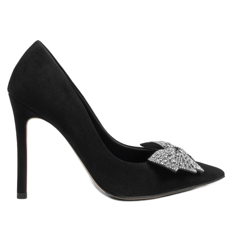 Eleganckie buty damskie 1334 czarny zamsz