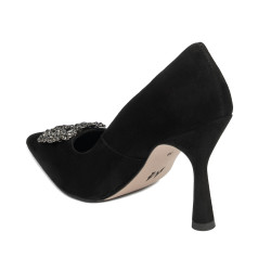 Eleganckie buty damskie 1312 czarny zamsz