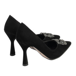Eleganckie buty damskie 1312 czarny zamsz