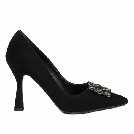 Eleganckie buty damskie 1312 czarny zamsz