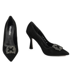 Eleganckie buty damskie 1312 czarny zamsz