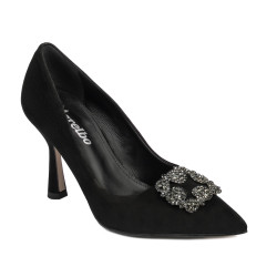 Eleganckie buty damskie 1312 czarny zamsz