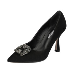 Eleganckie buty damskie 1312 czarny zamsz