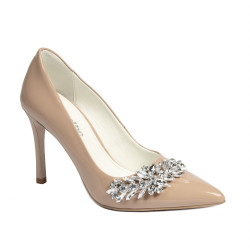 Eleganckie buty damskie 1300 lakierowane camel