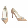 Eleganckie buty damskie 1300 lakierowane camel