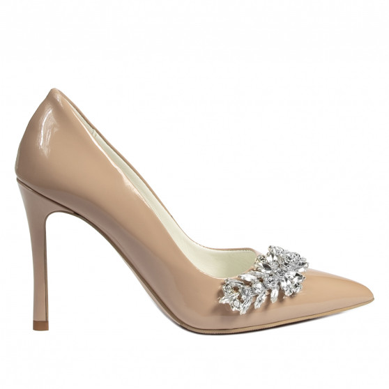 Eleganckie buty damskie 1300 lakierowane camel