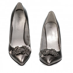 Eleganckie buty damskie 1279 srebrne perłowe