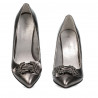 Eleganckie buty damskie 1279 srebrne perłowe
