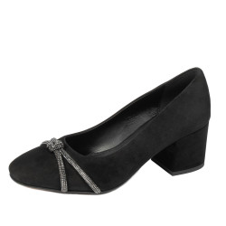Eleganckie buty damskie 1336 czarna antilopa