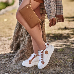 Damskie buty sportowe 6073 biały+camel lifestyle