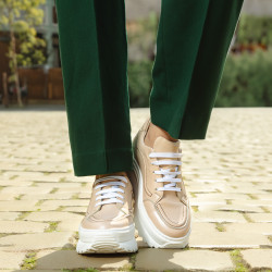 Damskie buty sportowe 6074 pudrowe kombinowane lifestyle