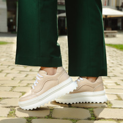 Damskie buty sportowe 6074 pudrowe kombinowane lifestyle