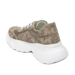 Damskie buty sportowe 6053 cappuccino kamuflaż kombinowany