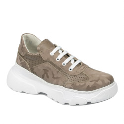 Damskie buty sportowe 6053 cappuccino kamuflaż kombinowany