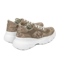 Damskie buty sportowe 6053 cappuccino kamuflaż kombinowany