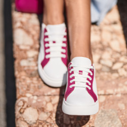Buty sportowe damskie 6073 białe+fuksja lifestyle